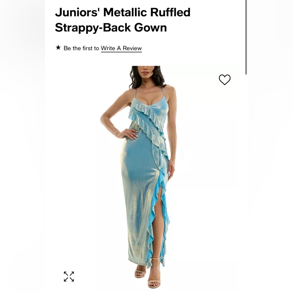 metallic blue ruffle dress - LARGE